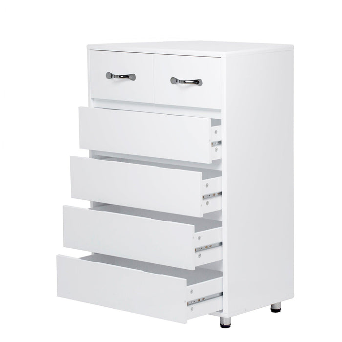 Six Drawer Side Table-White