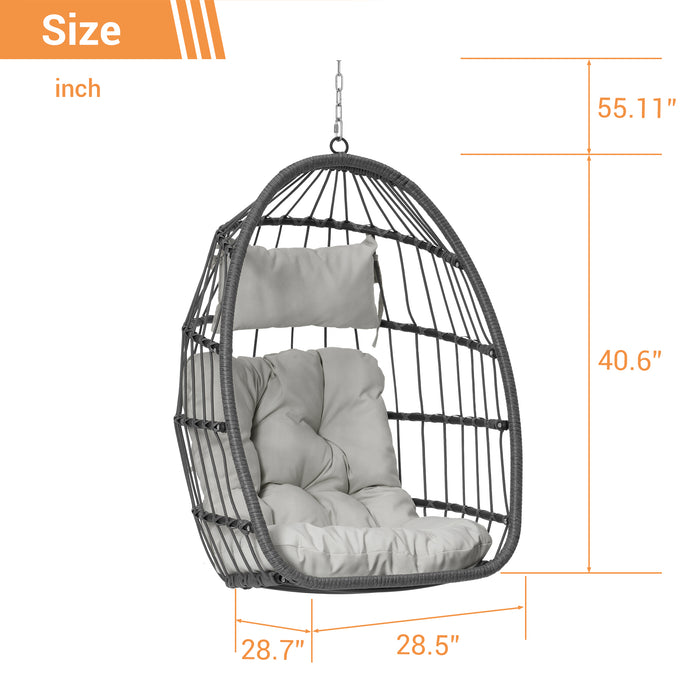 Outdoor Garden Rattan Egg Swing Chair Hanging Chair Wood - DTYStore