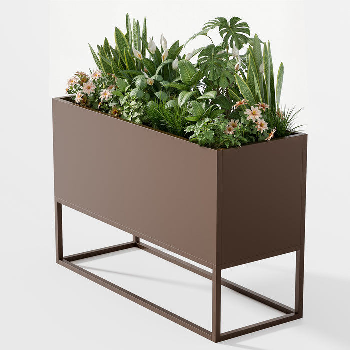 47*18*18 inch Large Metal Rectangular Planter with Shelves and Drainage Holes for Indoor/Outdoor Use, Perfect for Tall Plants, Flowers, or Shrubs in High-Traffic Areas - DTYStore