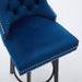 Modern Swivel Bar Stools Velvet Barstools Button Tufted Bar Stools Rivet Trim Bar Stools for Kitchen Island,Bistro, with Metal Pull Ring Sturdy Footrest Large Backrest for Home Bar,Navy Blue 1pc - DTYStore
