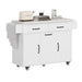 Kitchen Island with Trash Can Storage Cabinet, Kitchen Cart with Drop Leaf, Spice Rack, Towel Rack and Drawer, Rolling Kitchen Island on Wheels with Adjustable Shelf, White - DTYStore