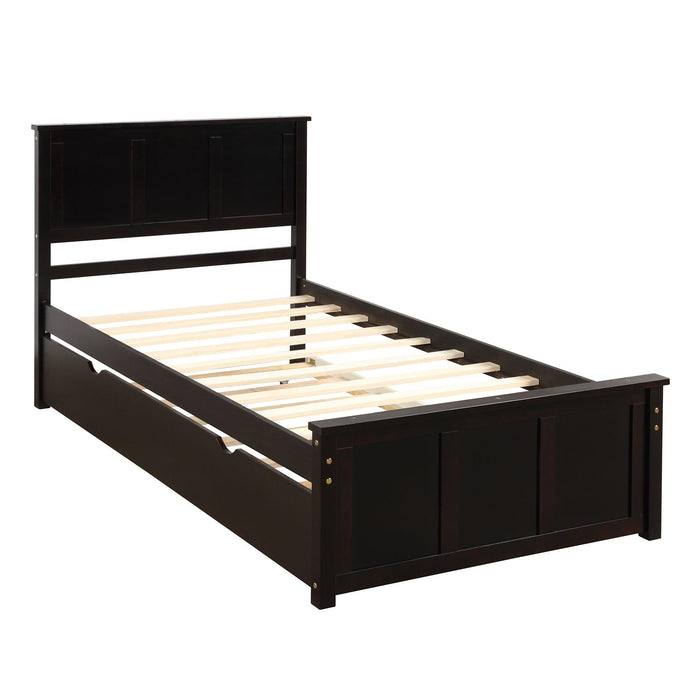 Platform Bed with Twin Size Trundle, Twin Size Frame, Espresso