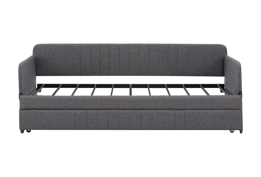 Daybed, sofa bed metal framed with trundle twin size, Grey, 78.4''w x 41''d x 29.8''h. - DTYStore
