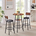 Round Bar Stool Set With Shelf, Upholstered Stool With Backrest, Rustic Brown, 23.62'' W x 23.62'' D x 35.43'' H