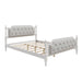 Traditional Style Solid Wood Bed Frame with Upholstered Tufted Headboard,No Box Spring Needed,Queen Size, Antique White - DTYStore