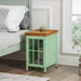 Nightstand with Storage Cabinet & Solid Wood Tabletop, Bedside Table, Sofa Side Coffee Table for Bedroom, Living Room, Green(Set of Two Pieces)