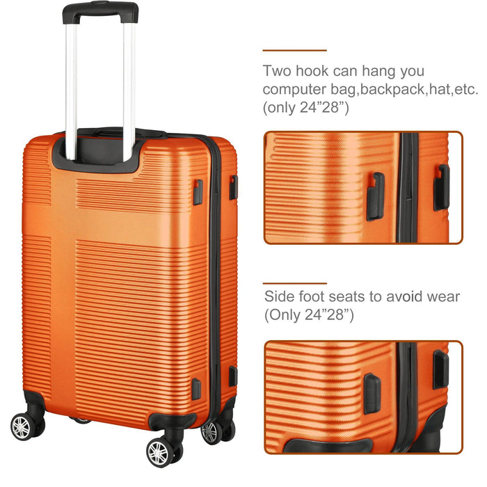 3 Piece Lightweight Luggage Set with TSA Lock, Durable Spinner Wheels and Hooks, Cross Striped