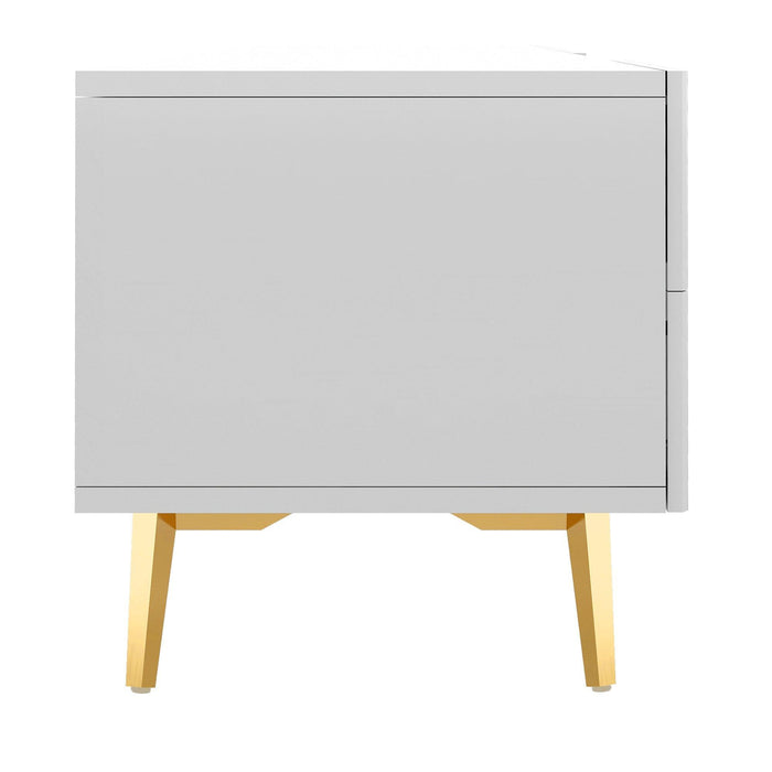 Modern TV Stand with 5 Champagne Legs - Durable, Stylish, Spacious Storage for TVs up to 77"