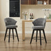 008-Wing Back Swivel Bar Stools Set of 2 - 25' Counter Height Adjustable Stools with Solid Wood Legs & Chenille Upholstery, Leveling Feet for Kitchen Island, Home Pub or Dining Room, Dark Grey - DTYStore