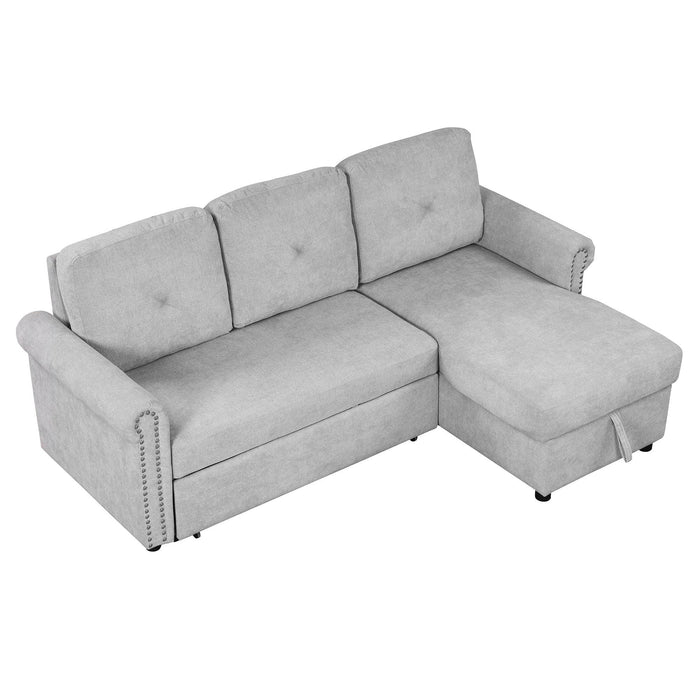 83" Modern Convertible Sleeper Sofa Bed with Storage Chaise,Gray(Old Sku:SG000346AAA)