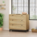 30.31"3-Drawers Storage Cabinet Rope Woven Drawer,for Bedroom,Living Room,Dining Room,Hallways,Oak