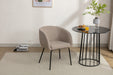 039-Set of 1 Boucle Fabric Dining Chair With Black Metal Legs,Light Coffee - DTYStore