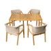 Acacia Wood Outdoor Dining Set of 5, Dining Furniture Set with 1 Table 4 Chairs, Teak and Beige - DTYStore