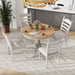 5-Piece Retro Functional Dining Table Set with Round Extendable Table and 4 Chairs