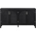 TREXM Large Storage Space Sideboard with Artificial Rattan Door and Metal Handles for Living Room and Entryway (Black)