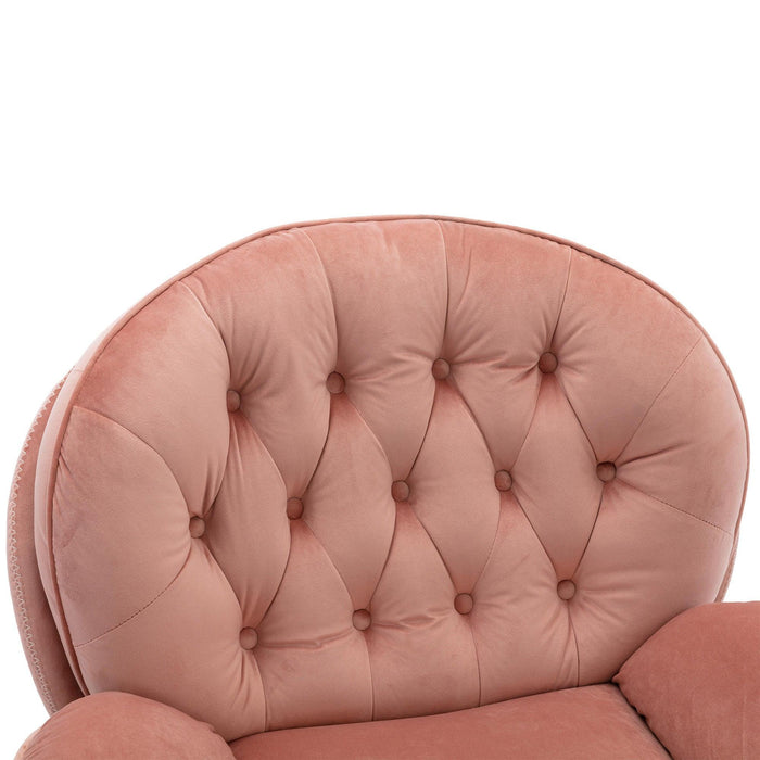 Accent chair TV Chair Living room Chair Pink sofa with Ottoman - DTYStore
