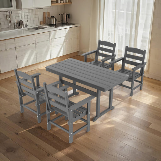5 Piece HDPE Patio Outdoor Furniture Set for 4, Dining Table and Chairs,51'' Outdoor Dining Table , Outdoor Dining Set for Garden, Backyard, Lawn, and Poolside(grey) - DTYStore