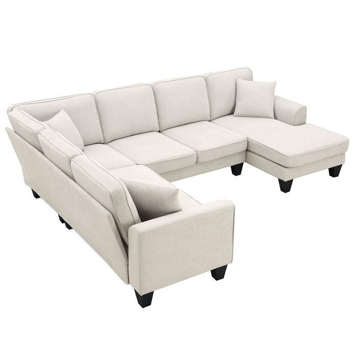 Modern U Shape Sectional Sofa Set with 3 Pillows for Living Room, Apartment, Office