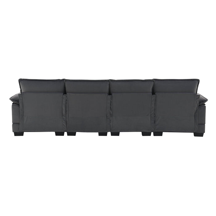 Modern U-shaped Sectional Sofa with Waist Pillows, Sleeper Couch with Chaise Lounge,6-seat Upholstered Symmetrical Sofa