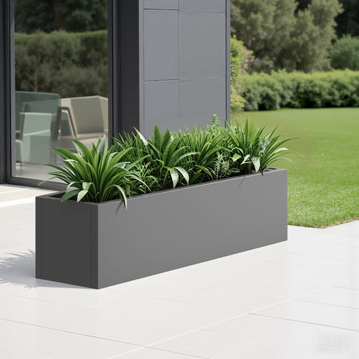 36*10*10 inch Large Metal Rectangular Planter with Drainage Holes for Indoor/Outdoor Use, Perfect for Tall Plants, Flowers, or Shrubs in High-Traffic Areas - DTYStore