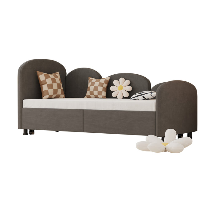 Twin Size Twin Size Bed frames With An Another Bed frame, Velvet Upholstered Daybed, Modern Sofa Bed Daybed Frame for Bedroom Living Room, Suitable for Living Room, Kids Room, Bedroom (Ddry Gray) - DTYStore