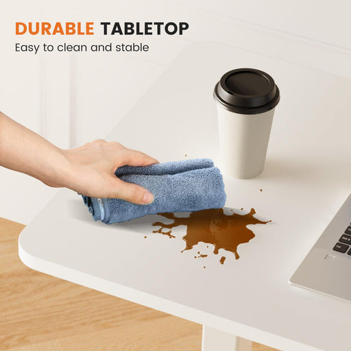 Adjustable mobile bed desk, computer desk, mobile standing desk, lifting desk, desk, white - DTYStore