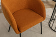 039-Set of 1 Boucle Fabric Dining Chair With Black Metal Legs,Ginger - DTYStore