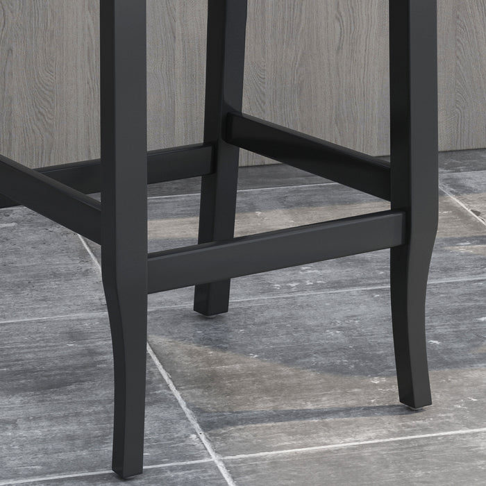 Vienna Contemporary Fabric Tufted Wingback 31 Inch Counter Stools, Set of 2, Charcoal and Dark Brown - DTYStore