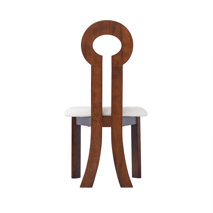 Vintage Rubber Solid Wood Dining Chair, Sheep Plush Dining Chair, Armless Dining Chair, Suitable For Small Home Dressing Room Model Room, Natural(Set Of 2) - DTYStore