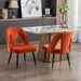 A&A Furniture,Akoya Collection Modern | Contemporary Velvet Upholstered Dining Chair with Nailheads and Gold Tipped Black Metal Legs, Orange，Set of 2