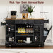 Fluted Kitchen Island with Trash Can Storage Cabinet, Power Outlet, Internal Storage Rack, Rolling Kitchen Islands on 5 Wheels with 3 Drawer, 3 Open Side Racks for 10 Gallon Garbage Bin, Black - DTYStore
