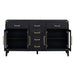 6-drawer and 2-Cabinet Retro Sideboard with Extra Large Storage Space and Gold Handles