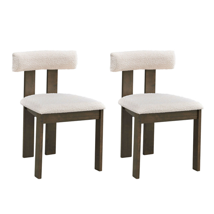 Wooden Dining Chairs Set of 2, Modern Boucle Upholstered Kitchen Side Chairs,Mid Century Modern Kitchen Chairs with Open Back Farmhouse Wooden Side Chairs for Dining Room,Living Room,Restaurant - DTYStore
