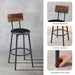 Round Bar Stool Set With Shelf, Upholstered Stool With Backrest, Rustic Brown, 23.62'' W x 23.62'' D x 35.43'' H