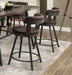Metal Base 24-inch Counter Height Chairs Set of 2pc Brown Seat 360-degree Swivel Faux Leather Upholstered Dining Room Furniture - DTYStore