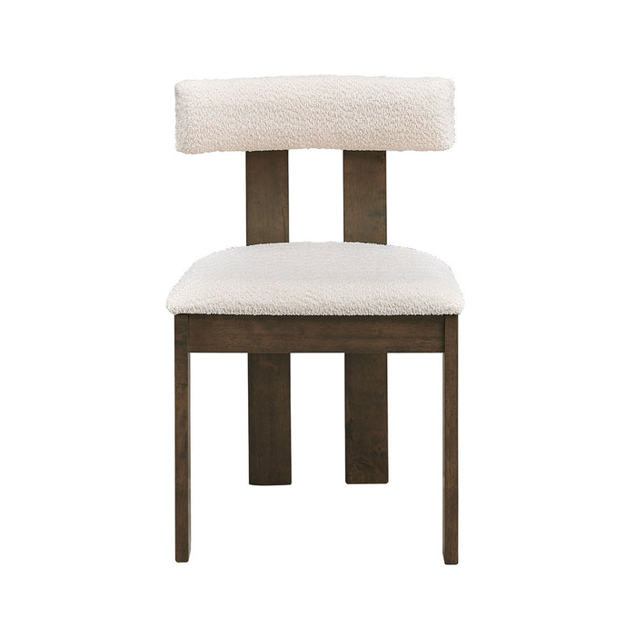 Wooden Dining Chairs Set of 2, Modern Boucle Upholstered Kitchen Side Chairs,Mid Century Modern Kitchen Chairs with Open Back Farmhouse Wooden Side Chairs for Dining Room,Living Room,Restaurant - DTYStore