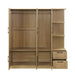 3 Door Wooden Storage Wardrobe for Dedroom with Shelves and 2 Drawers, Side Storage Shelves,Nature - DTYStore