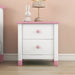 Wooden Nightstand with Two Drawers for Kids,End Table for Bedroom,White+Pink(Old SKU: WF297965AAH) - DTYStore