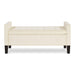 Upholstered Tufted Button Storage Bench with nails trim,Entryway Living Room Soft Padded Seat with Armrest,Bed Bench - Cream