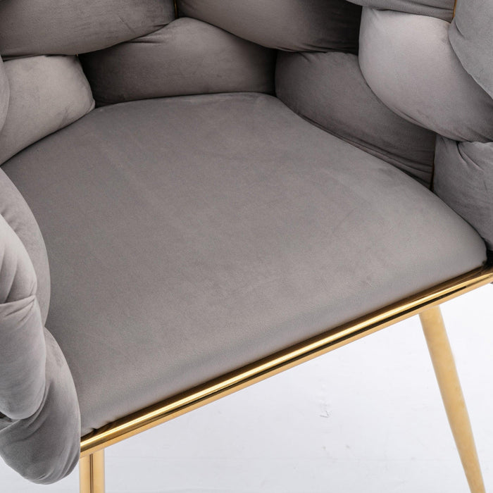 Luxury modern simple leisure velvet single sofa chair bedroom lazy person household dresser stool manicure table back chair gray - DTYStore
