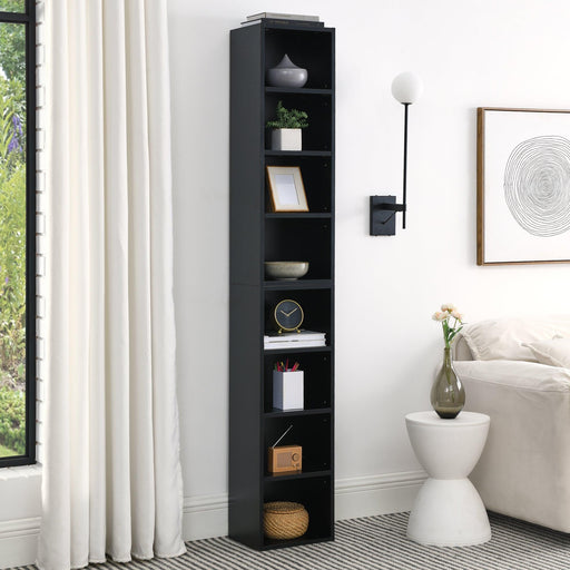 8-Tier Media Tower Rack, CD DVD Slim Storage Cabinet with Adjustable Shelves, Tall Narrow Bookcase Display Bookshelf for Home Office,Multi-functional double-decker bookcase - DTYStore