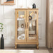 2 Doors Curio Cabinet with Tempered Glass Doors and Mirrored Back Panel, Lighted Display Cabinet for Home and Office