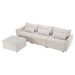 113.3" Convertible Sectional Sofa Couch 3-Seat L-Shaped with Movable Ottoman and USB