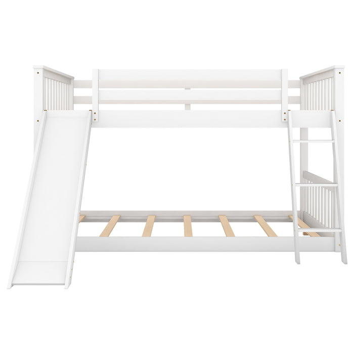 Full over Full Bunk Bed with Convertible Slide and Ladder, White(Old SKU: GX000708AAK) - DTYStore