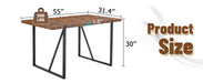 A minimalist retro rectangular dining table with a specially textured top and black metal legs.Contemporary Minimalist MDF Dark Wood Textured Tabletop.Able To Give People A Visual Beauty With Rules. - DTYStore