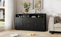 TREXM 4-door Classic Sideboard with Open Storage and Adjustable Shelves Perfect for kitchens, living rooms (Black)