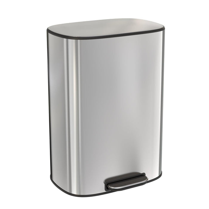 13 Gallon 50L Kitchen Foot Pedal Operated Soft Close Trash Can - Stainless Steel Ellipse Bin Stainless Steel