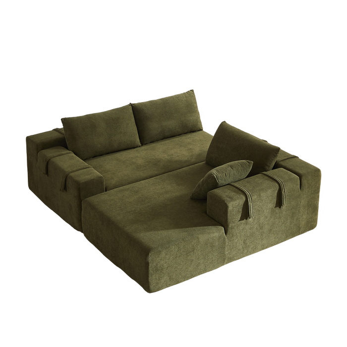 Modern Chenille Upholstered Sectional Sofa Couch Set,Modular 108" L Shaped Sectional Living Room Sofa Set With 6 Pillows,Free Combination Sofa Couch for Living Room,Bedroom(Right Chaise) - DTYStore
