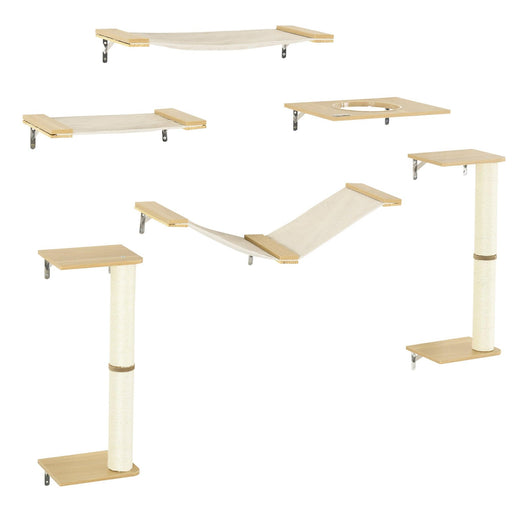 Unique Cat Tree Made From Cat Shelves with 8 Levels for More Height, Wall-Mounted Cat Tree Climbing Playground with Cat Hammocks, Modern Cat Tree - DTYStore