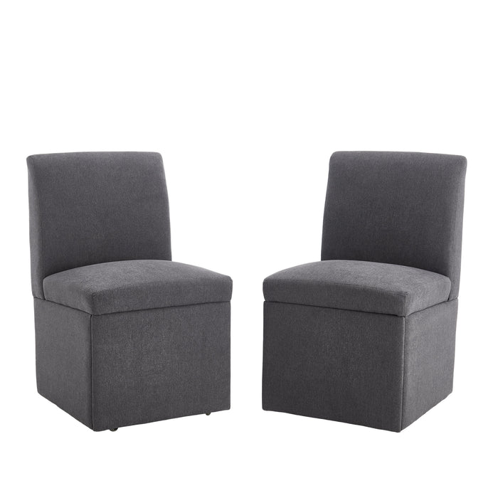 360 Degree Swivel Upholstered Dining Chairs Set of 2 Swivel Dining Room Chairs Kitchen Chairs Casters & Storage Comfy Modern Rolling Chair for Living Room Fabric Armless Chair - DTYStore